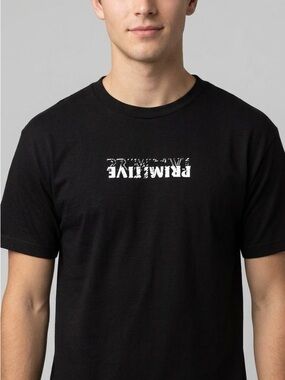 Primitive Skateboarding Mens Black Graphic T-Shirt Medium M Volcano Built Strong